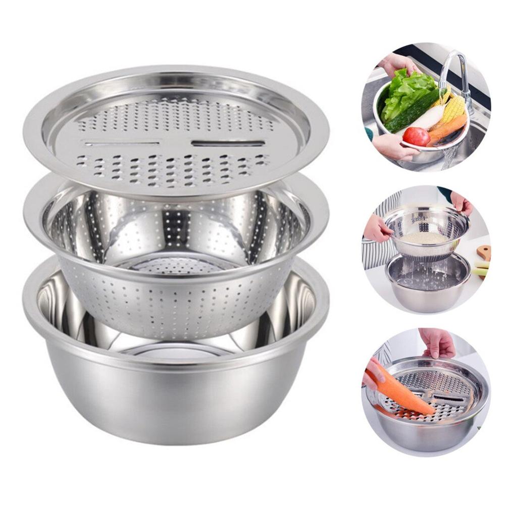 3In1 Kitchen Multipurpose Julienne Grater Salad Maker With Pasta Server Spoon - Color: Mix