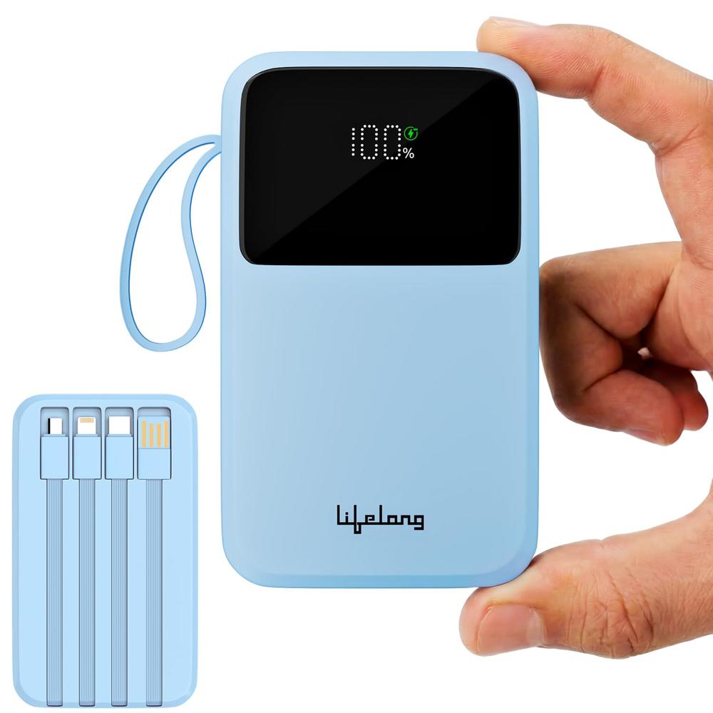 Lifelong Electronics 20000mAh 22.5W Fast Charging Power Bank | 3 Inputs (1 Built-in USB A Cable + 1 C + 1 Lightning Port) LLPBVA21