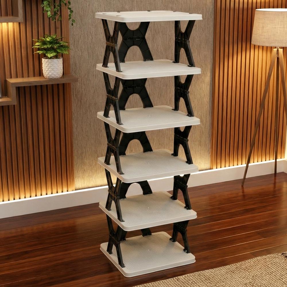 6 Layer Rectangle Shoe Rack Stand - Color: Mix