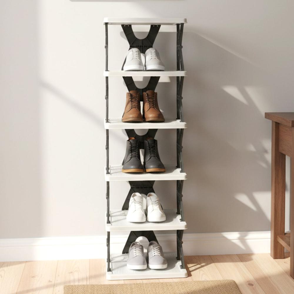 6 Layer Rectangle Shoe Rack Stand - Color: Mix