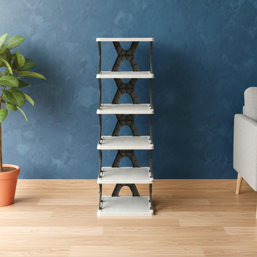 6 Layer Rectangle Shoe Rack Stand - Color: Mix
