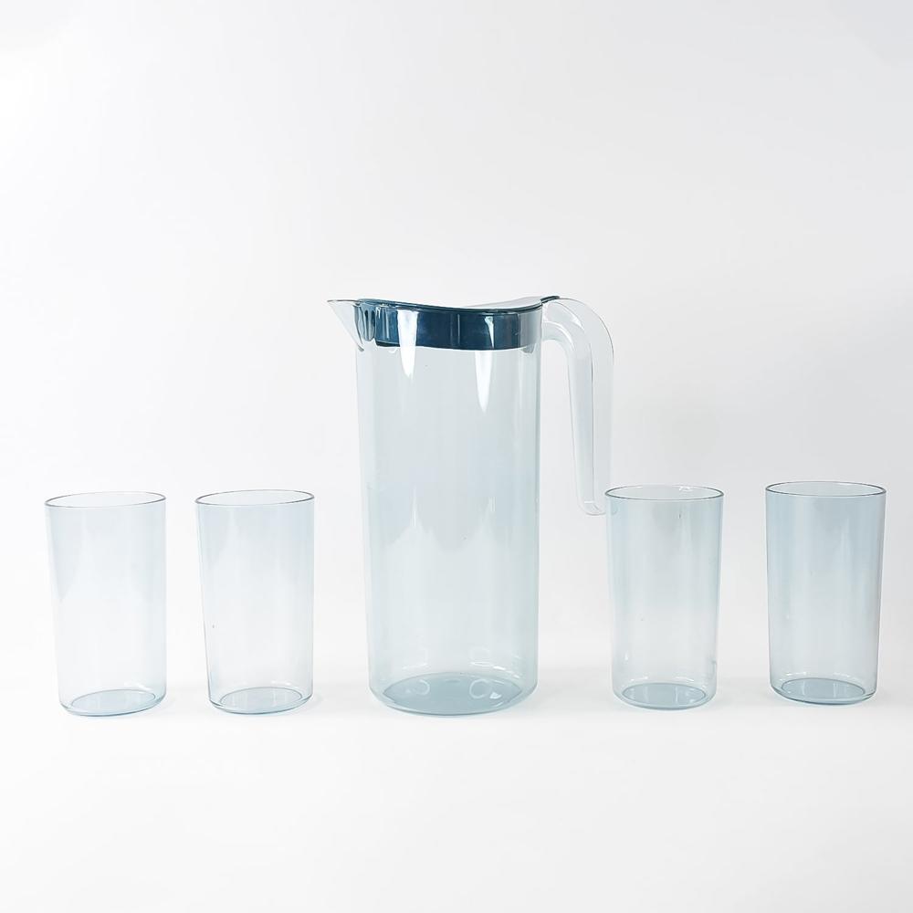 Apex Crystal Premium Jug with Lid & 4 Pcs Glass (1500 ML / 300 ML Approx / 5 Pcs Set)