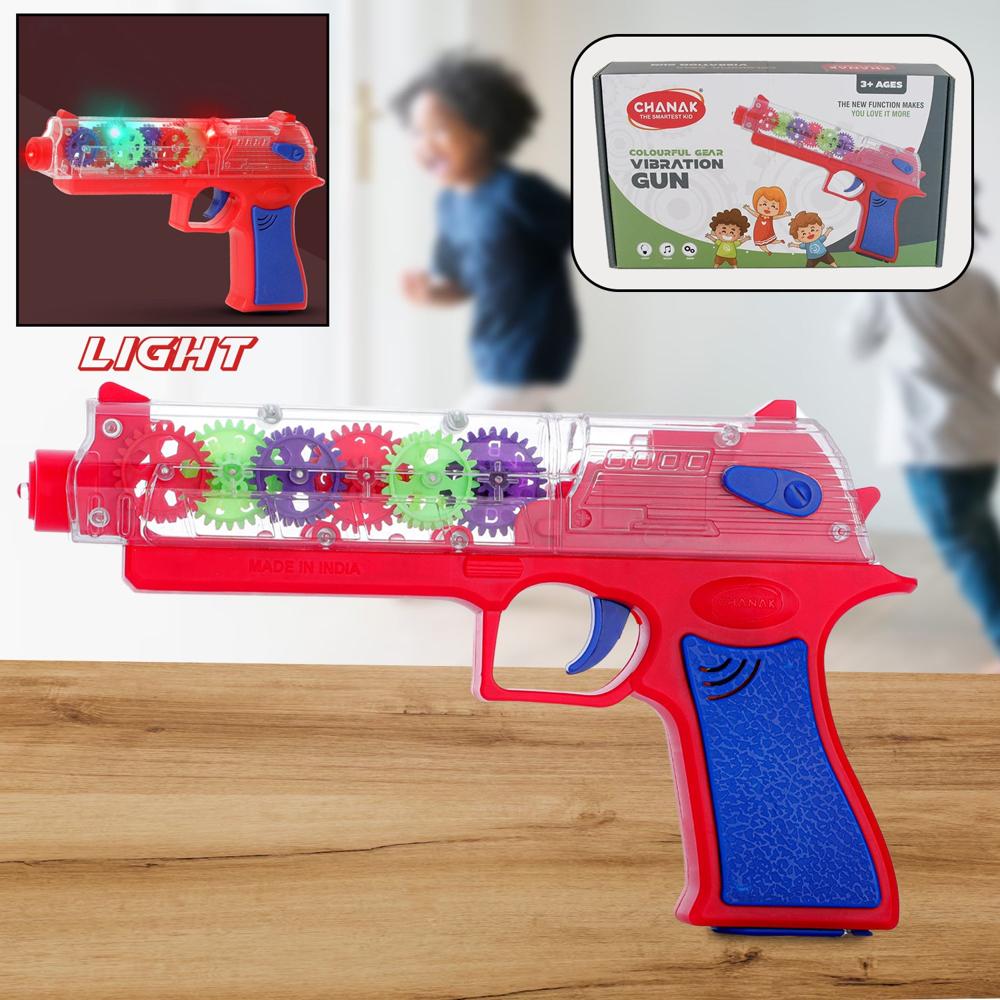 Plastic Gear Simulation Laser Toy G-un  3D Lights, Music & Rotating (1 Pc, 3+ Years)