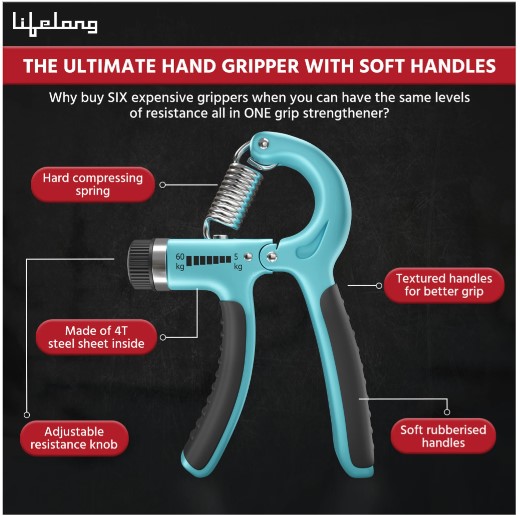 Hand Grip Strengthener with Counter for Men, Women & Kids | Hand Gripper Equipment for Gym & Home Workout | LLFAHGC01