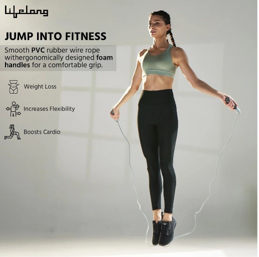 Lifelong Skipping Rope for Men, Women & Children Jumping-Rope with Adjustable Height(290cm) & Foam Handles, for Exercise,