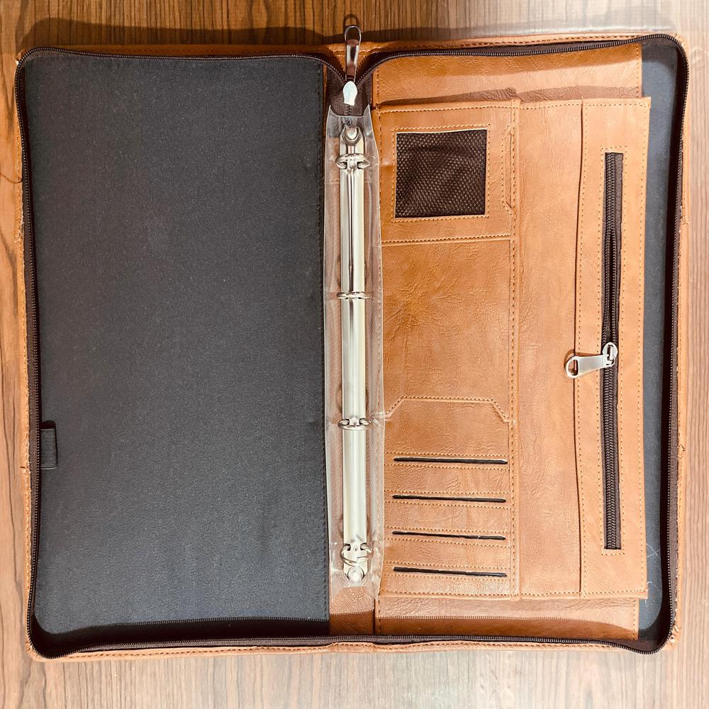 Brown Leather File Folder - Leather, 12x10 Inches, Brown | Sleek Design For Office Use, Durable Material For Professional Appearance
