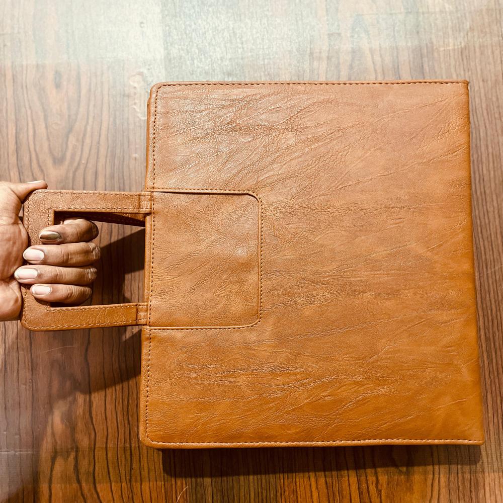 Brown Leather File Folder - Leather, 12x10 Inches, Brown | Sleek Design For Office Use, Durable Material For Professional Appearance