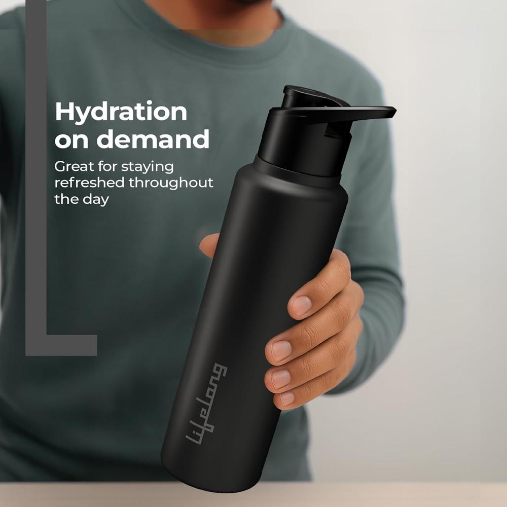 Lifelong Stainless Steel Water Bottle with Sipper | 950ml Durable, Leak-Proof, Easy Grip, Rust Free, Easy-to-Clean, Odour-Free Bottle LLWBTSP03
