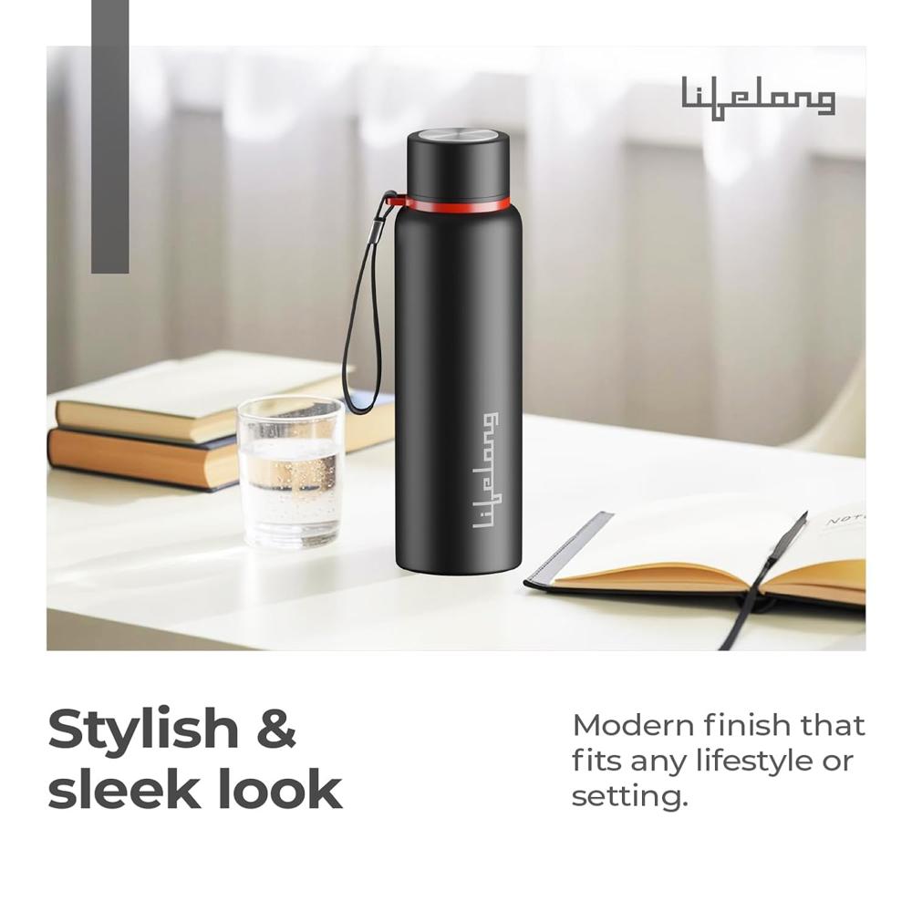 Lifelong Stainless Steel Water Bottle 950 ml | Single Wall, Anti-Bacterial, BPA Free, Odour-Free, Easy to Clean, Corrosion Resistant