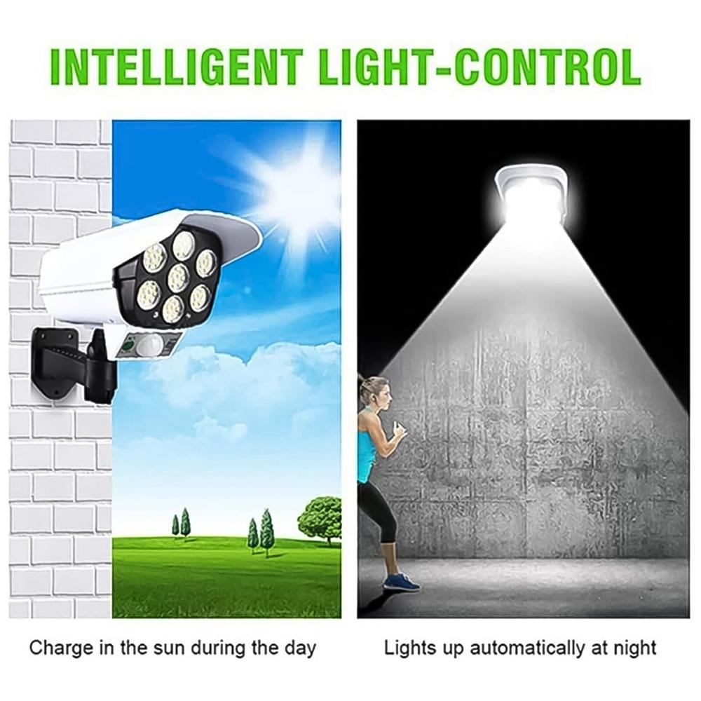 Solar Light Outdoor Motion Sensor Security Camera Shaped Dummy Wall Lamp (1 Pc) - Color: Mix