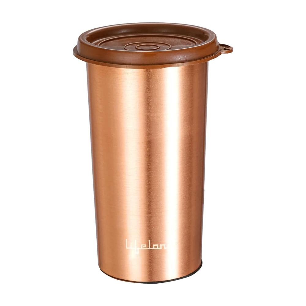 Lifelong 480ml Copper Water Tumbler with Lid | Natural Alkaline water |Leakproof & Lightweight Design Boosts Immunity