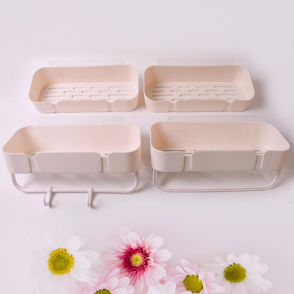 Multipurpose Kitchen Bathroom Wall Corner Shelf Rack (4 Pcs Set) - Color: Mix