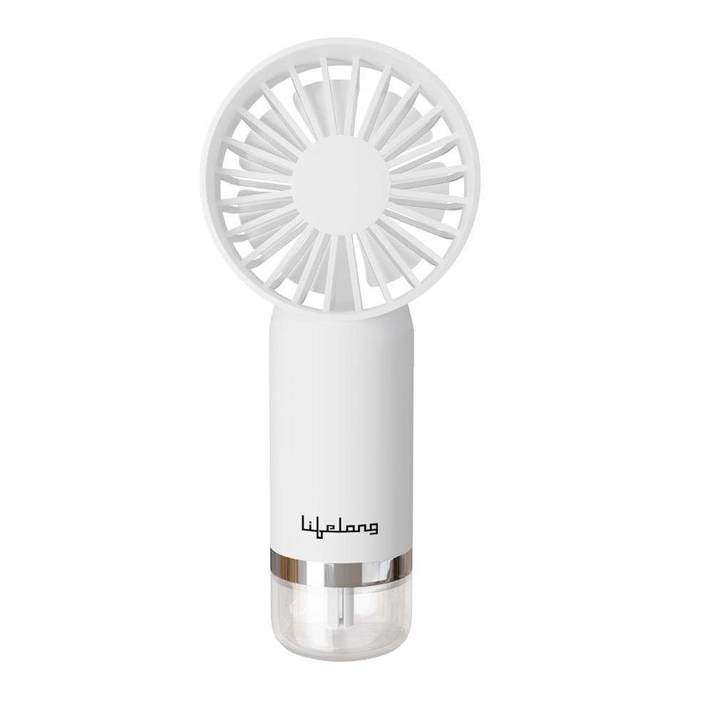 Lifelong Mini Hand Fan with Mist Function | 3 Speed Settings, Mist Spray, 4000 RPM | Type-C Charging, 2.5W BLDC Motor, 500mAh Battery 