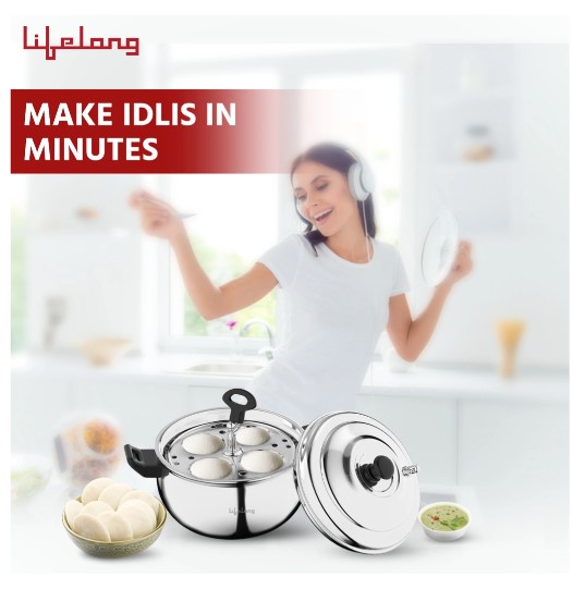 Lifelong LLIDCKR03 Idli Cooker Standard Idli Maker (3 Plates , 12 Idlis )