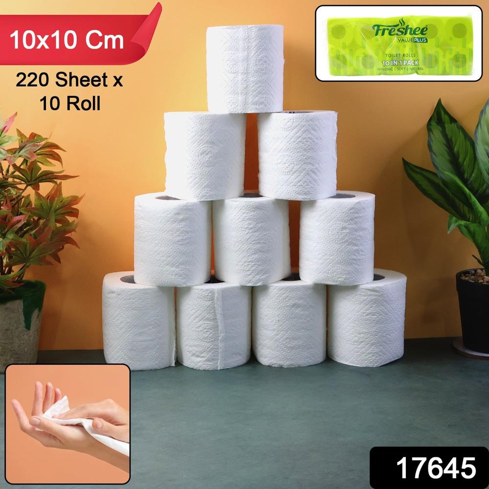 Toilet Tissue Rolls  Soft Embossed Bathroom Tissue, 220 Sheets  10 Rolls