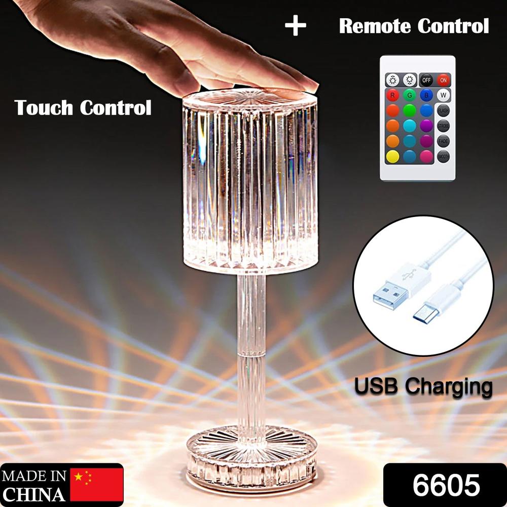 Crystal Table Lamp , Touch Control Atmosphere Nightstand Lamp With Usb Charging Line - Color: Mix