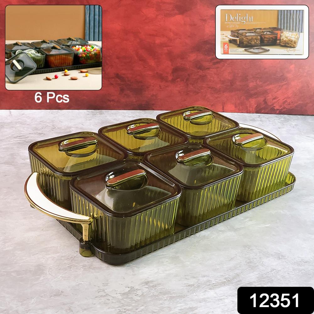 Liger Multipurpose Transparent Spice Jar Set With Tray And Lids 400Ml Approx (6 Pc) - Color: Mix