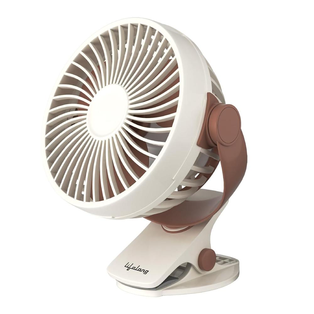 Lifelong Portable USB Fan with 3 Speeds | Up to 5-hours Battery Backup | Type-C Charging, 2000mAh Battery, Overcharge Protection, Silent Operation & Compact Design (LLUSBCF03