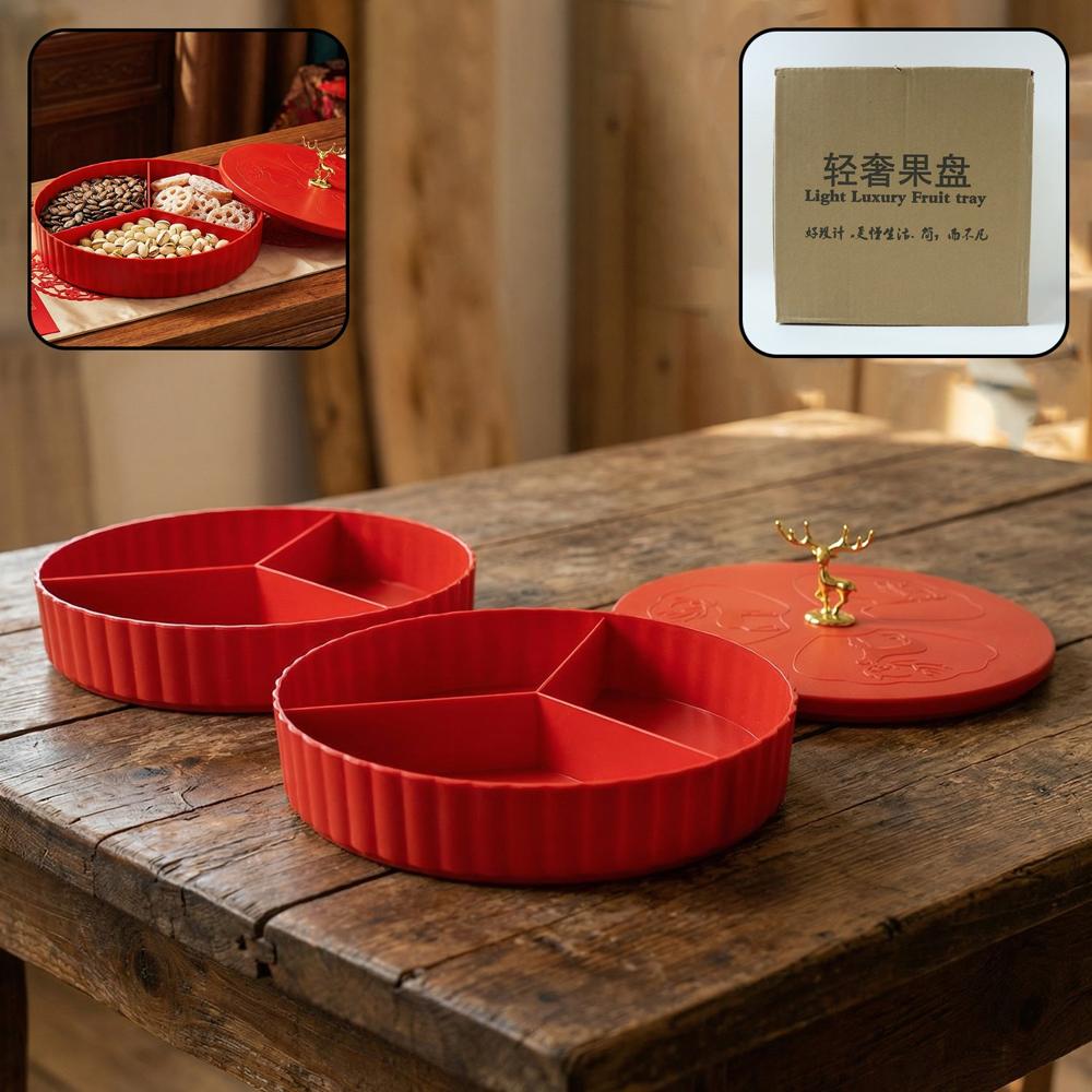 2 Layer Multipurpose Decorative Dry Fruit And Snack Serving Tray (1 Pc) - Color: Mix