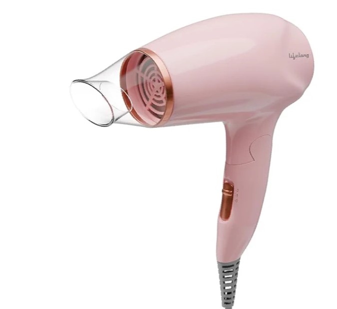 Lifelong 1200W Hair Dryer for Women & Men | Foldable & Compact Blow Dryer | 2 Heat Settings | Travel-Friendly Portable Hair Dryer for Smooth, Frizz-Free Styling Pink LLPCW90