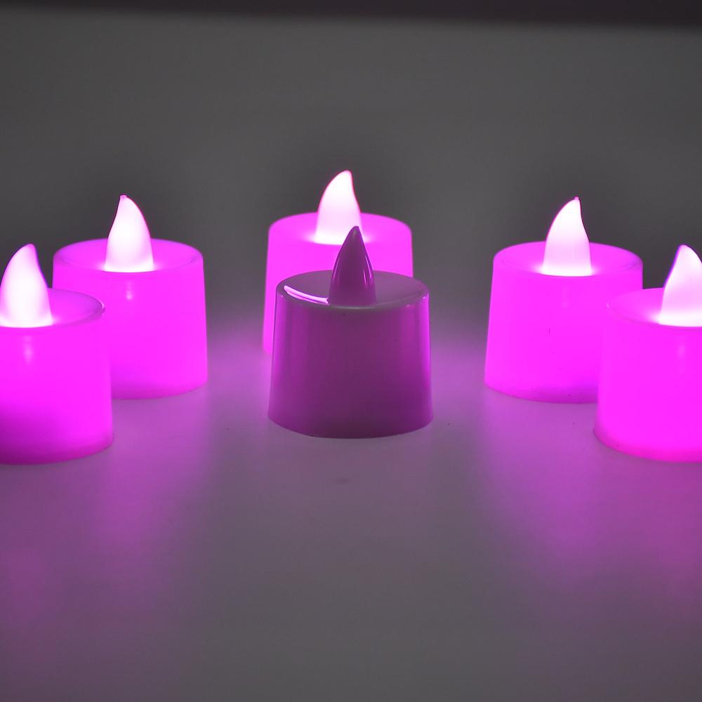 Pink Flameless LED Tealights Smokeless Decorative Candles LED Tea Light Pack of 24
