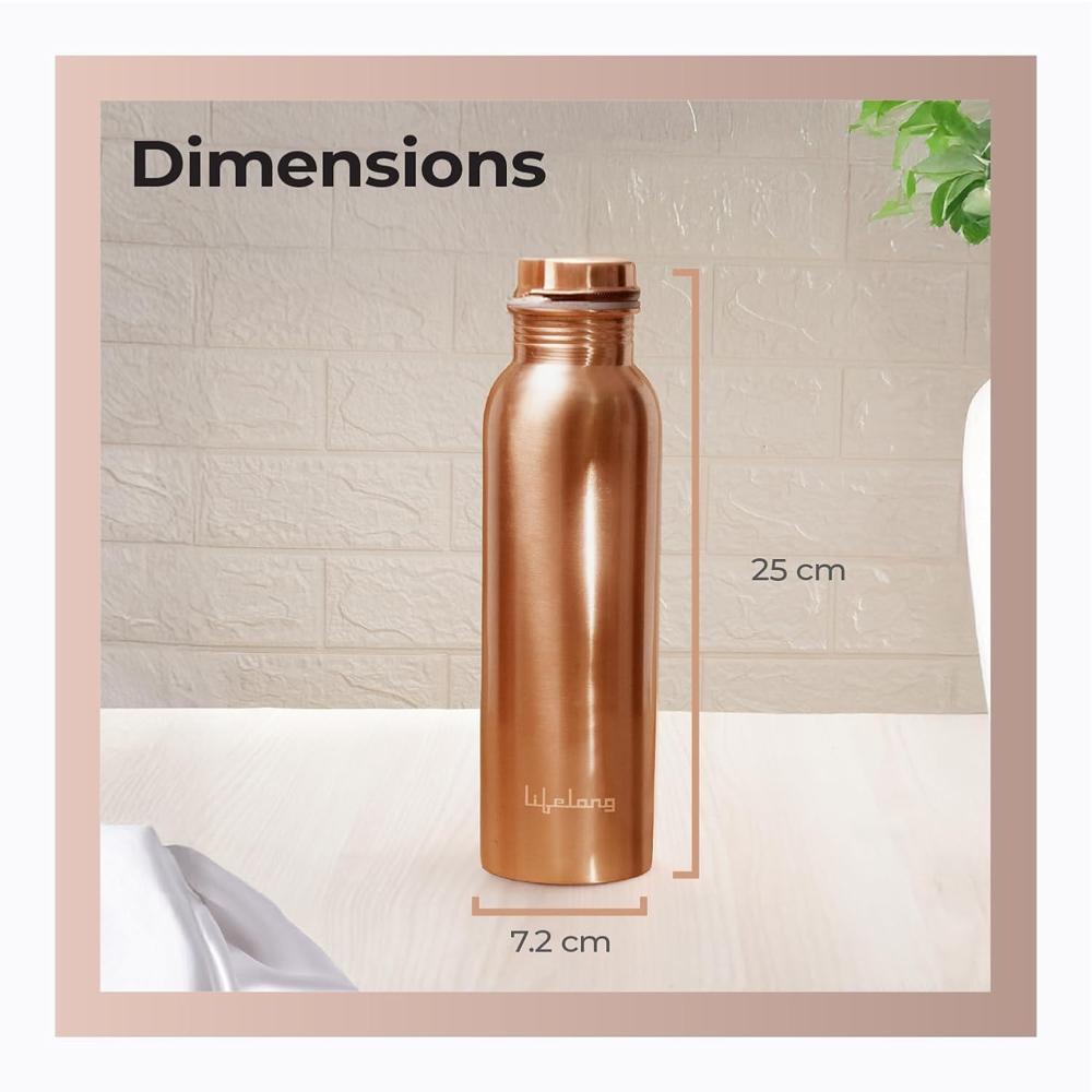 Lifelong 900 ml Copper Water Bottle | Natural Alkaline water | Leakproof & Lightweight Design Boosts Immunity | Anti-Bacterial,