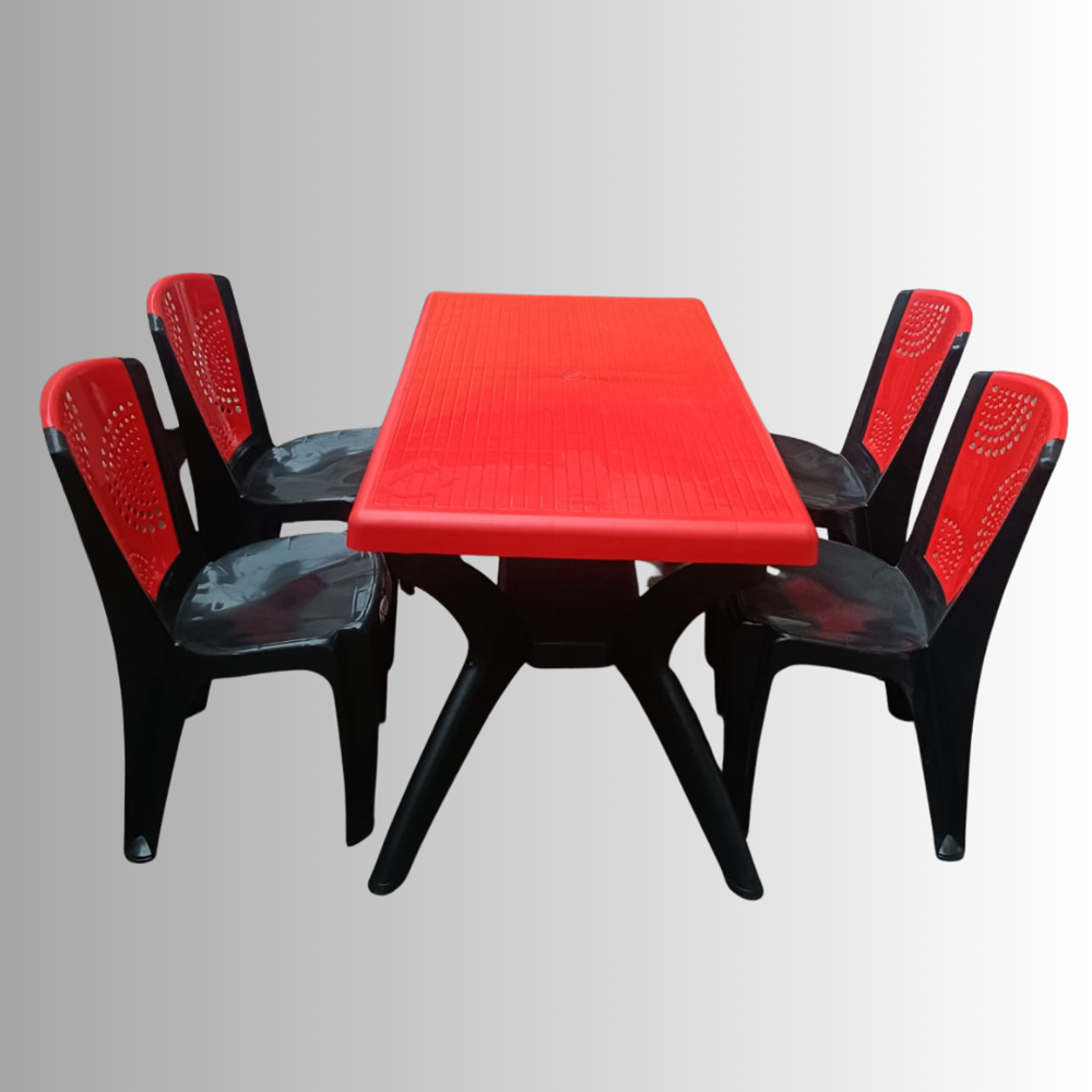 Plastic Dining Table And Chair - Color: Rad