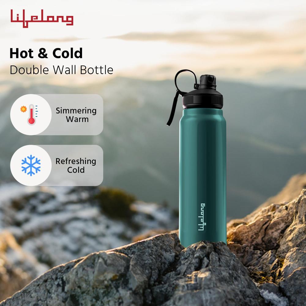 Lifelong Thermosteel Flask 900ml Stainless Steel | Water Bottle 24 Hours Hot & Cold | Double Wall Vacuum Insulated  LLVF004