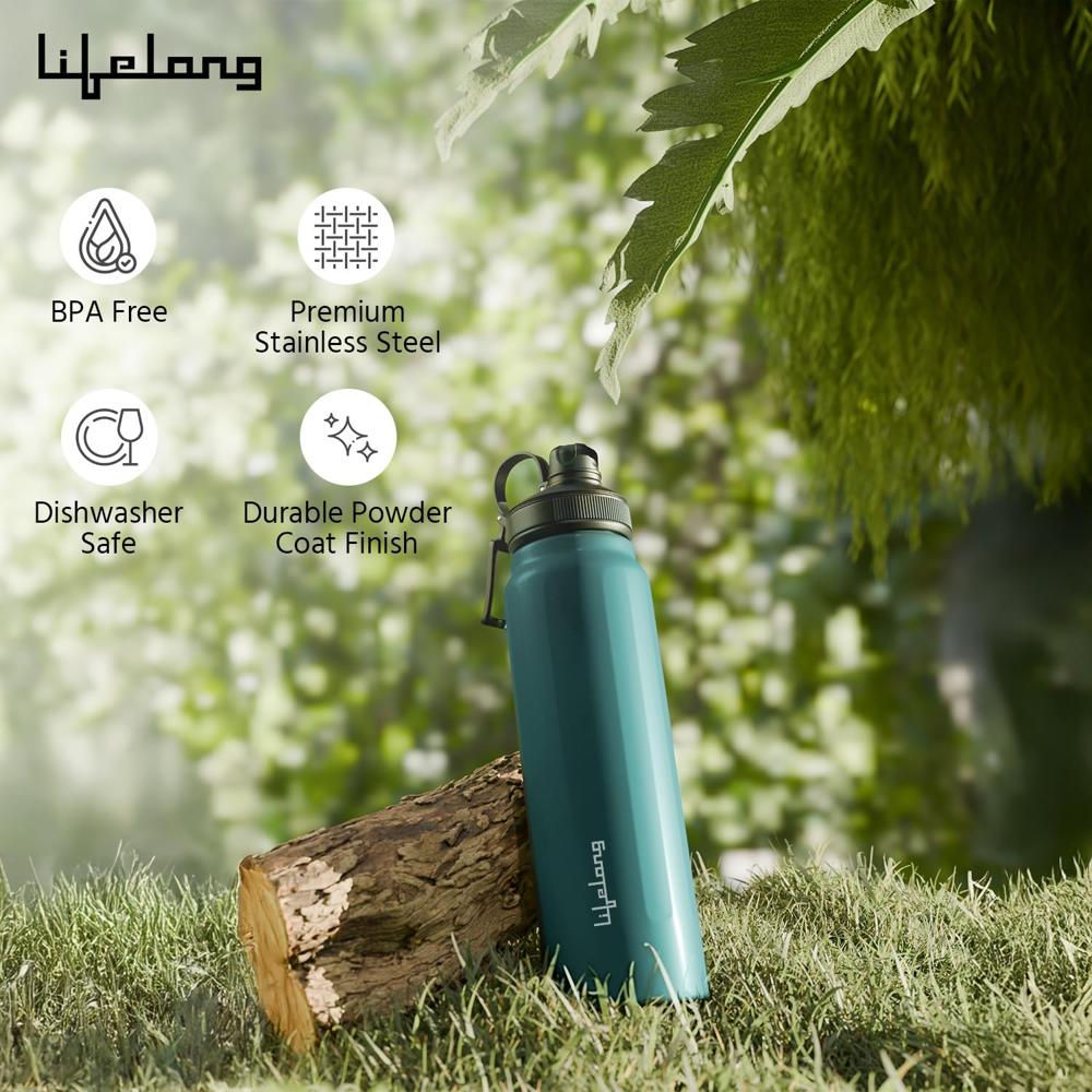 Lifelong Thermosteel Flask 900ml Stainless Steel | Water Bottle 24 Hours Hot & Cold | Double Wall Vacuum Insulated  LLVF004