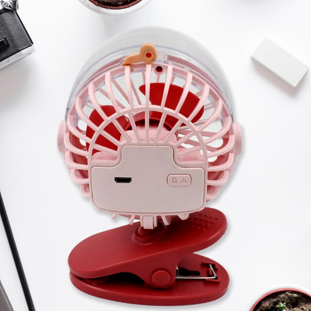 Portable Clip-on Fan, Battery Operated, With Light & Spray, Small Yet Powerful USB Table Fan, 3-Speed Quiet Rechargeable Mini Desk Fan, 360 Rotation, Personal Cooling Fan for Home, Office, Camping