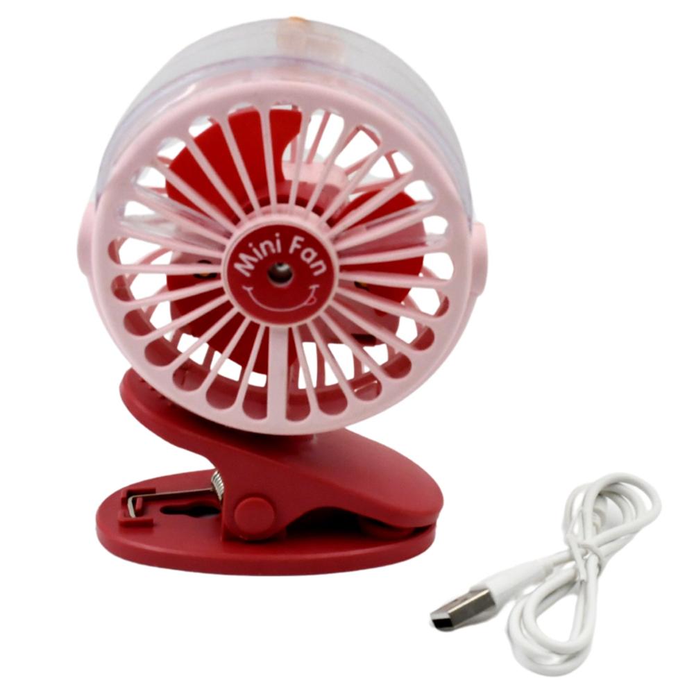 Portable Clip-on Fan, Battery Operated, With Light & Spray, Small Yet Powerful USB Table Fan, 3-Speed Quiet Rechargeable Mini Desk Fan, 360 Rotation, Personal Cooling Fan for Home, Office, Camping