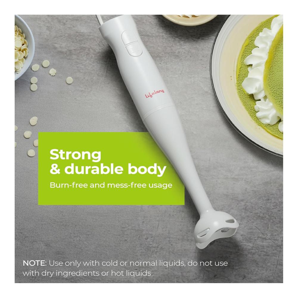 Lifelong 300W Electric Hand Blender for Kitchen | Dual Speed Control | Detachable Stainless Steel Blade   Llhb05