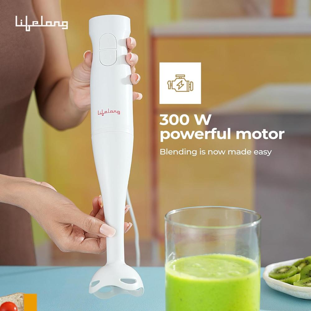 Lifelong 300W Electric Hand Blender for Kitchen | Dual Speed Control | Detachable Stainless Steel Blade   Llhb05