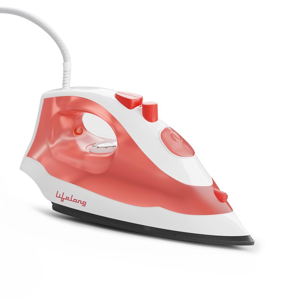 Lifelong Steam Iron For Clothes | 1200w Iron Press With Vertical Steaming & Non-stick Soleplate | Llsi13 - Color: Pink