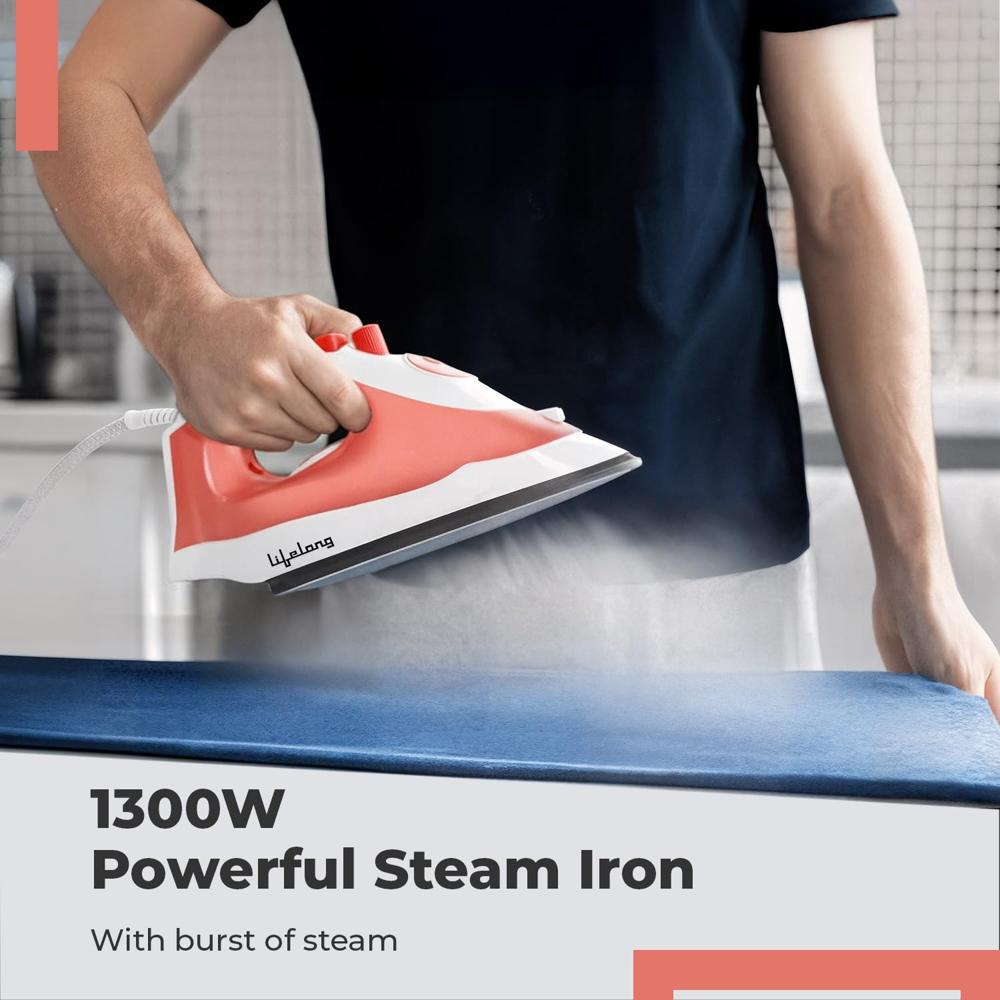 Lifelong Steam Iron for Clothes | 1200W Iron Press with Vertical Steaming & Non-Stick Soleplate | LLSI13