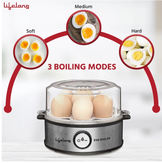 Lifelong LLEB05 Egg Boiler Egg Cooker (Silver, Black, 7 Eggs