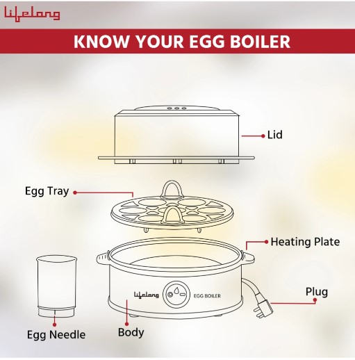 Lifelong LLEB05 Egg Boiler Egg Cooker (Silver, Black, 7 Eggs