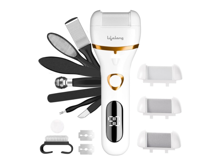 LLPCW104 Lifelong 14-in-1 Electric Callus Remover for Feet | Rechargeable Pedicure Machine with Dead Skin Remover, Crack Heel Repair & Waterproof Design