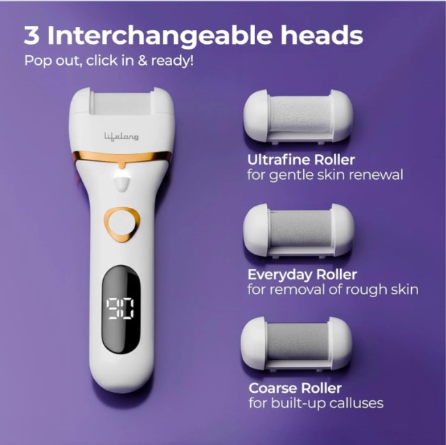 LLPCW104 Lifelong 14-in-1 Electric Callus Remover for Feet | Rechargeable Pedicure Machine with Dead Skin Remover, Crack Heel Repair & Waterproof Design