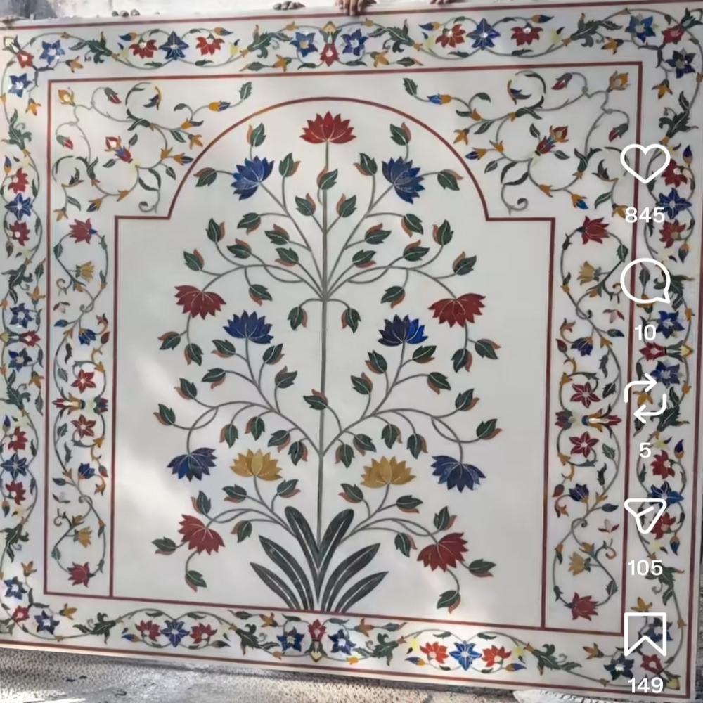 Marble inley work wall panel