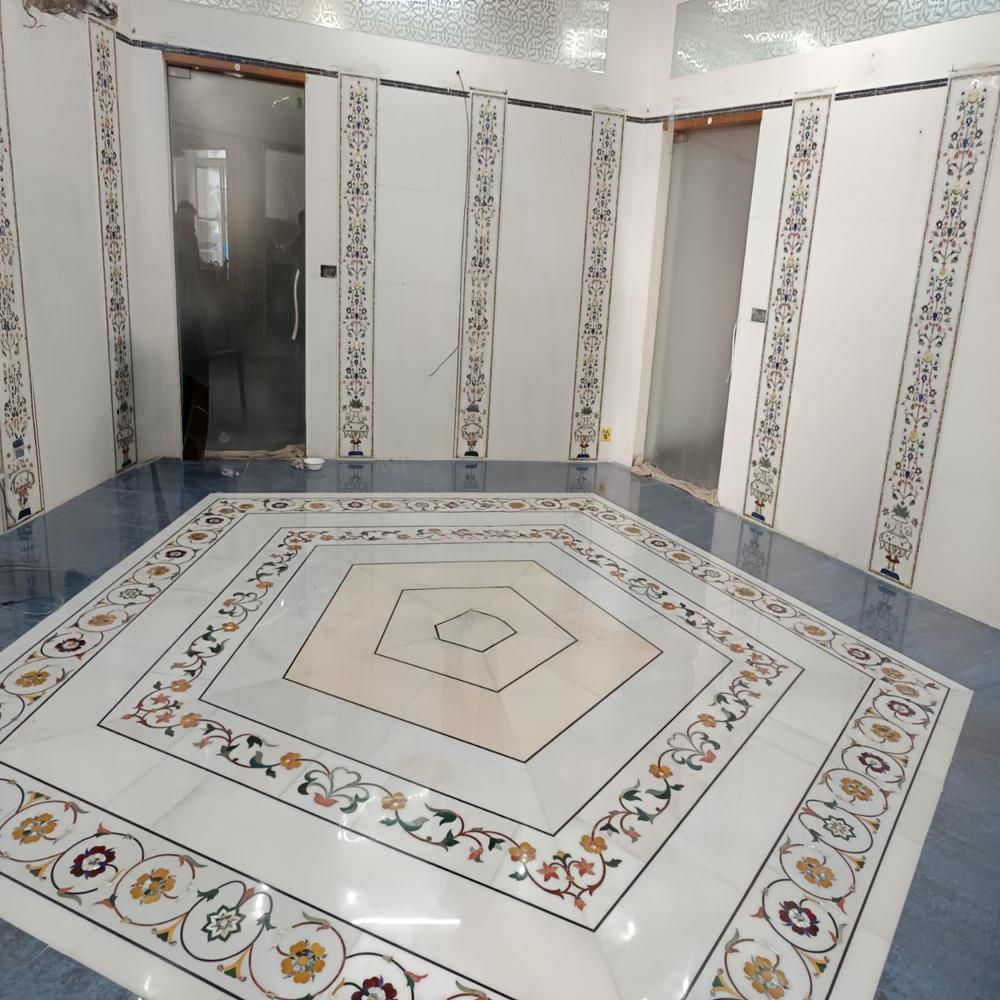 Marble inlay work wall panel