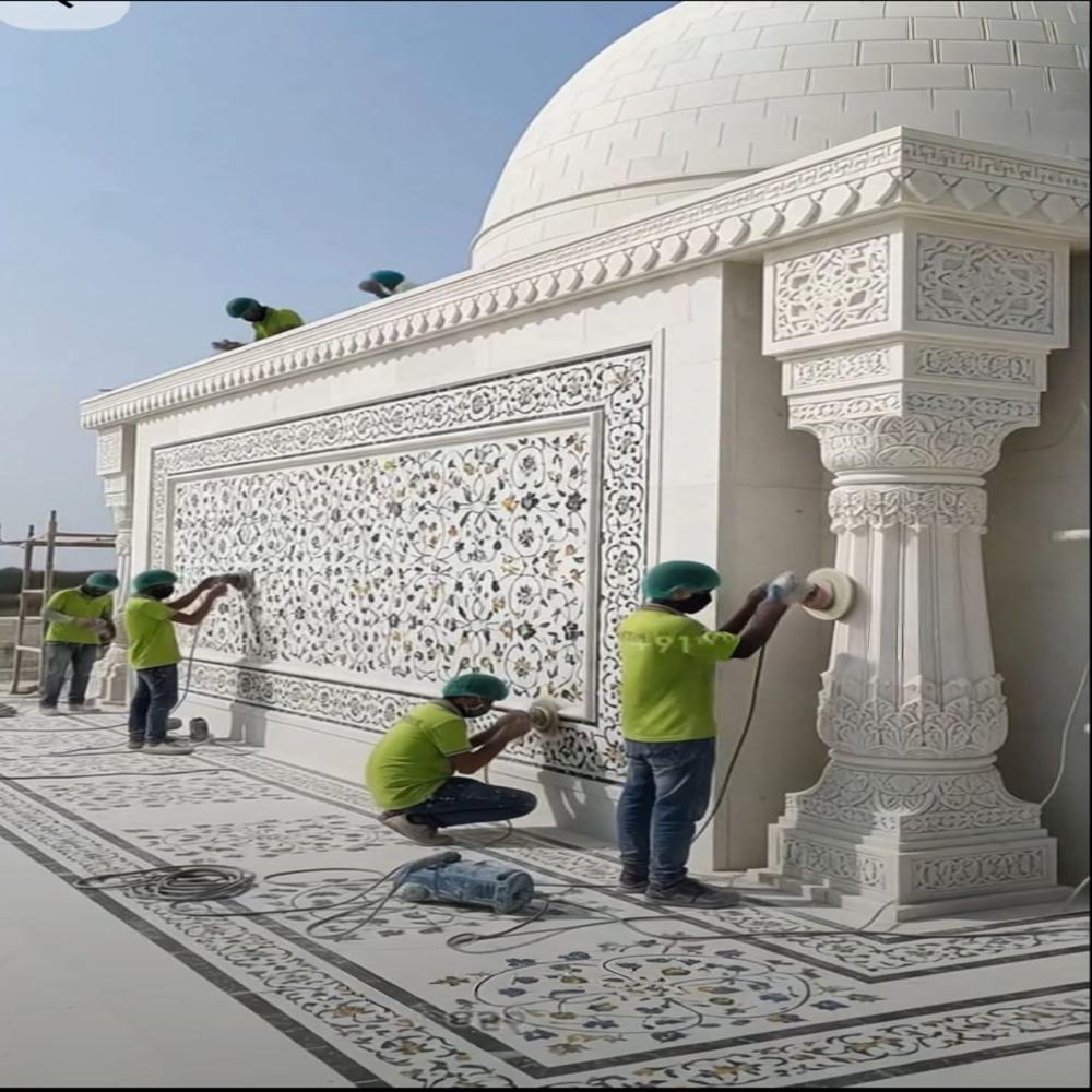 white marble Inlay wall panel