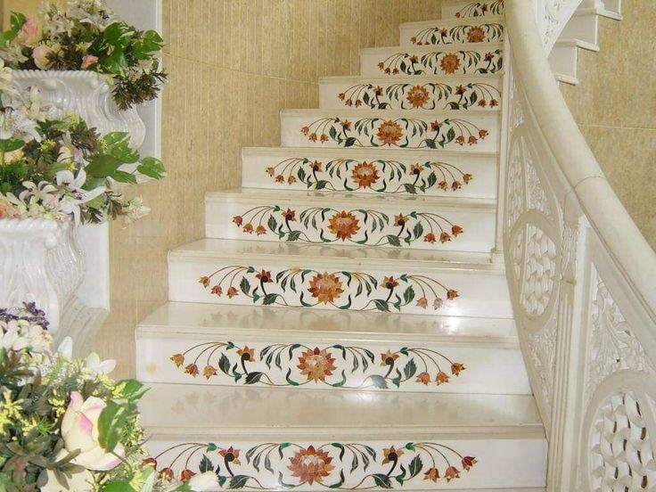 Marble inlay work staircase