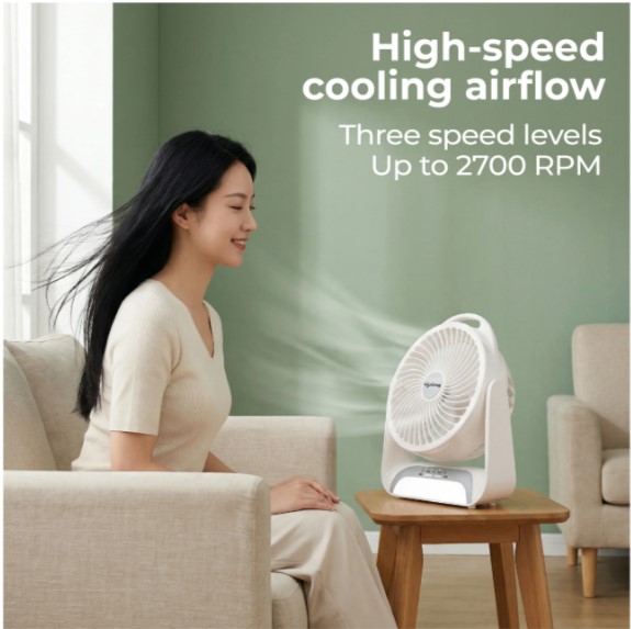 LLSCUDF003 Lifelong Rechargeable Personal Table Fan with LED Light | 5W BLDC Motor | 3 Speed up to 2700 RPM | 2000mAh Battery | Portable Desk Fan