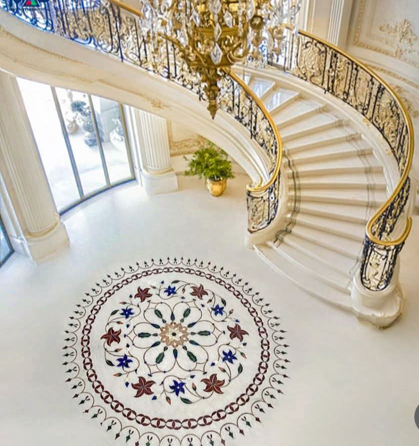 Marble inlay work flooring
