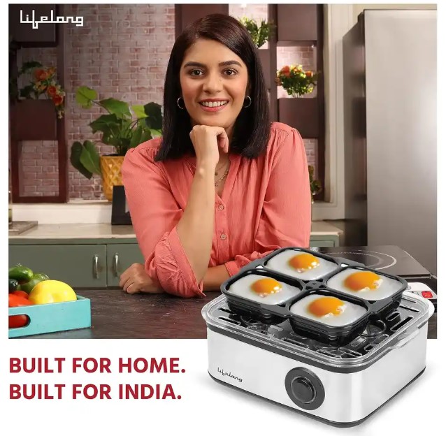 Lifelong Silver-Toned Stainless Steel 8 Eggs 2 In1 Egg Boiler & Poacher 500W LLEB02
