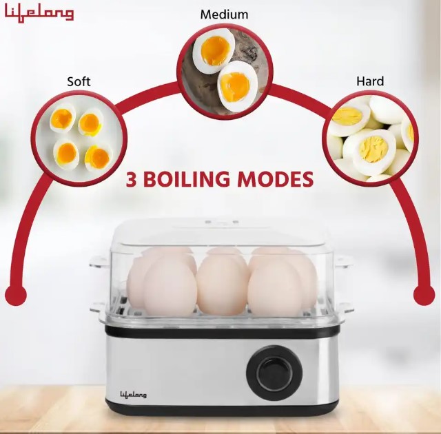 Lifelong Silver-Toned Stainless Steel 8 Eggs 2 In1 Egg Boiler & Poacher 500W LLEB02