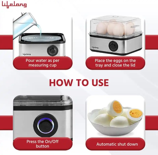 Lifelong Silver-Toned Stainless Steel 8 Eggs 2 In1 Egg Boiler & Poacher 500W LLEB02