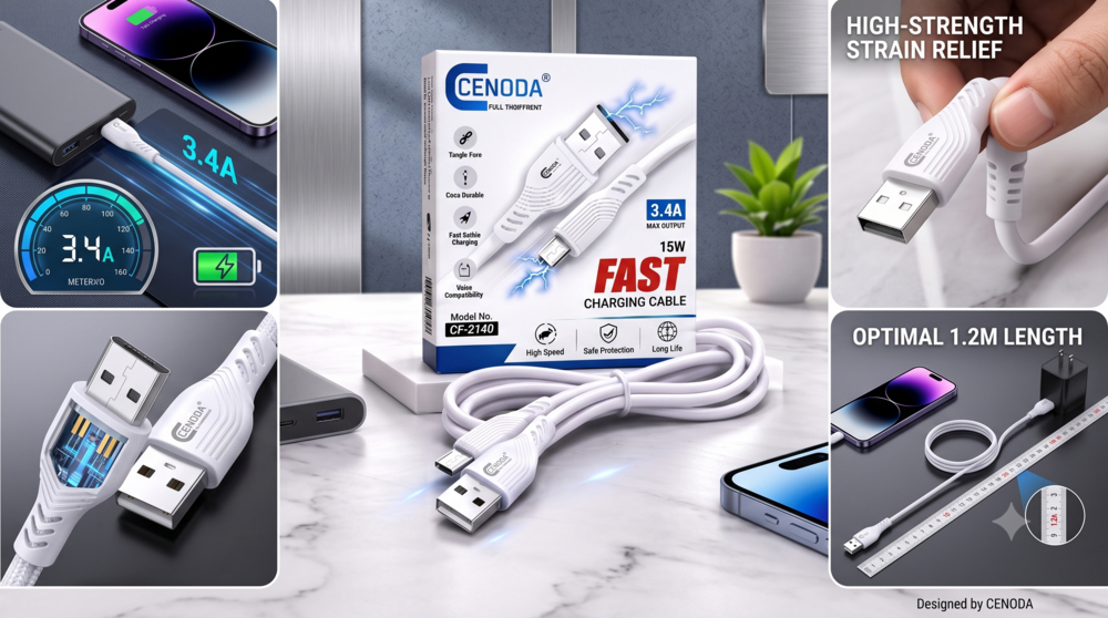 15W Charging Cable - Size: 1 Mtr.