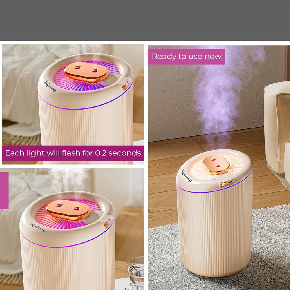 Lifelong 4.5L Ultrasonic Humidifier for Bedroom, Living Room & Office | Cool & Warm Mist, USB Type-C (LLRH45)